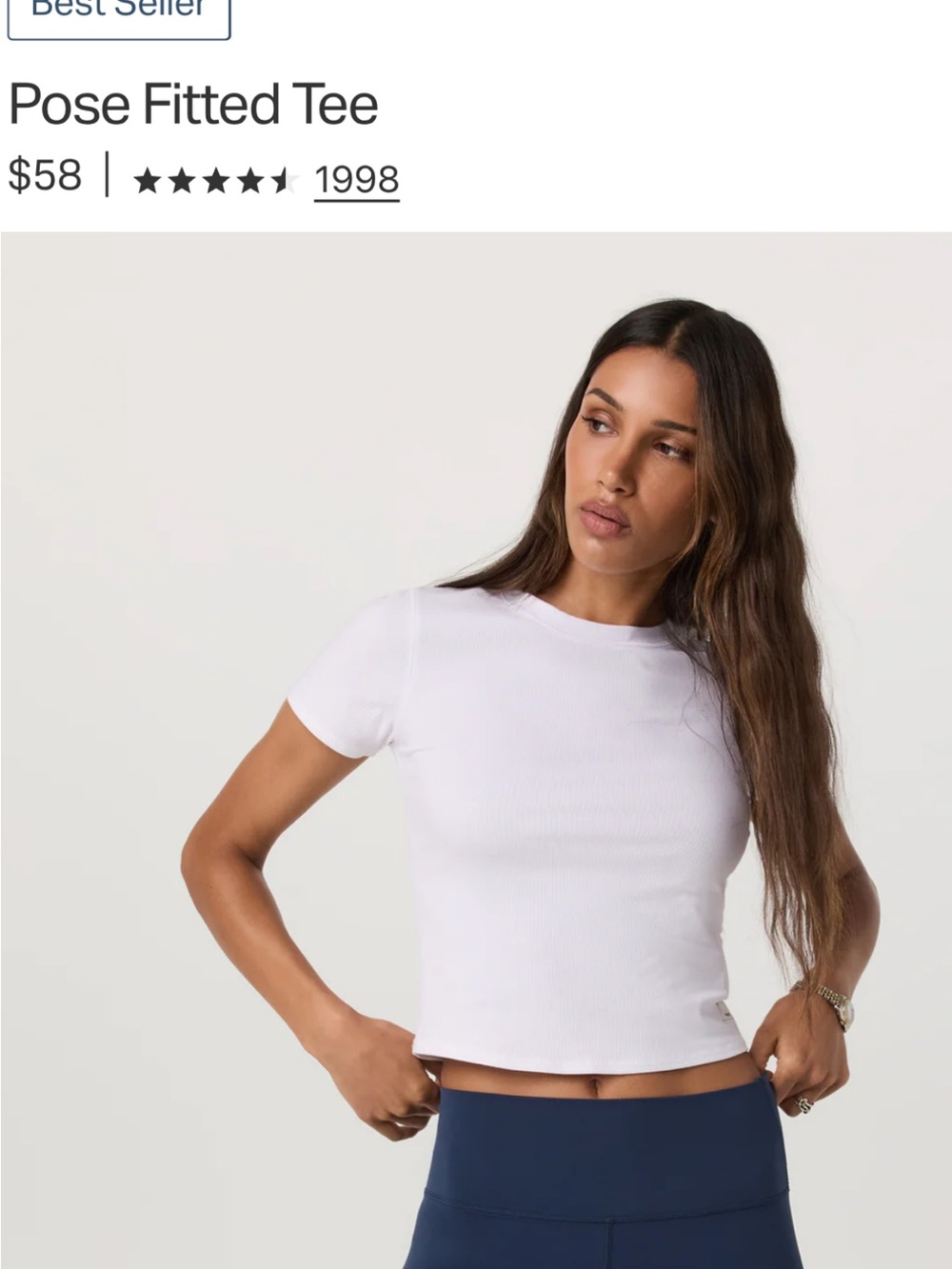 Vuori-Pose Fitted Tee — White Short-Sleeve Ribbed Tee